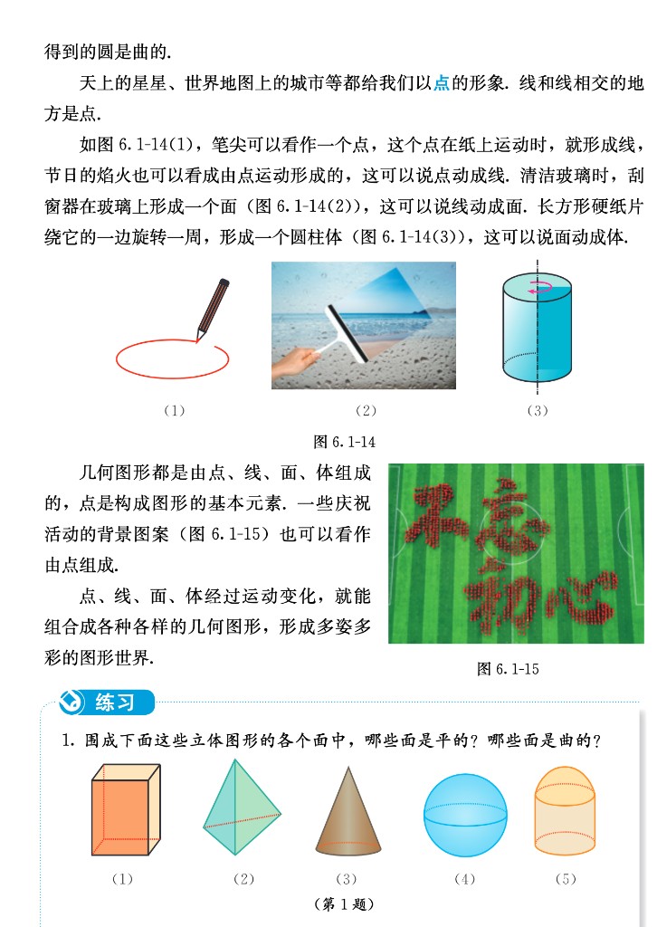 图 6.1-14 点动成线、线动成面、面动成体,以及图 6.1-15